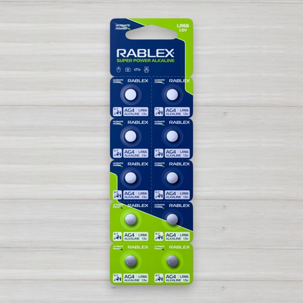 Батарейка лужна Rablex Super Power alkaline таблетка AG4 - LR66, 1,5V, 10шт/уп